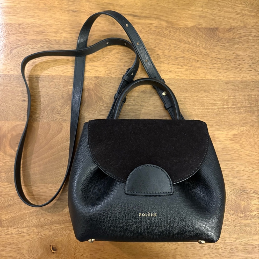 Polene Numéro Un Nano Black Leather & Suede Bag Like New